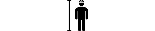 Icon einer Person mit Schutzhelm neben einer vertikalen Messlatte.